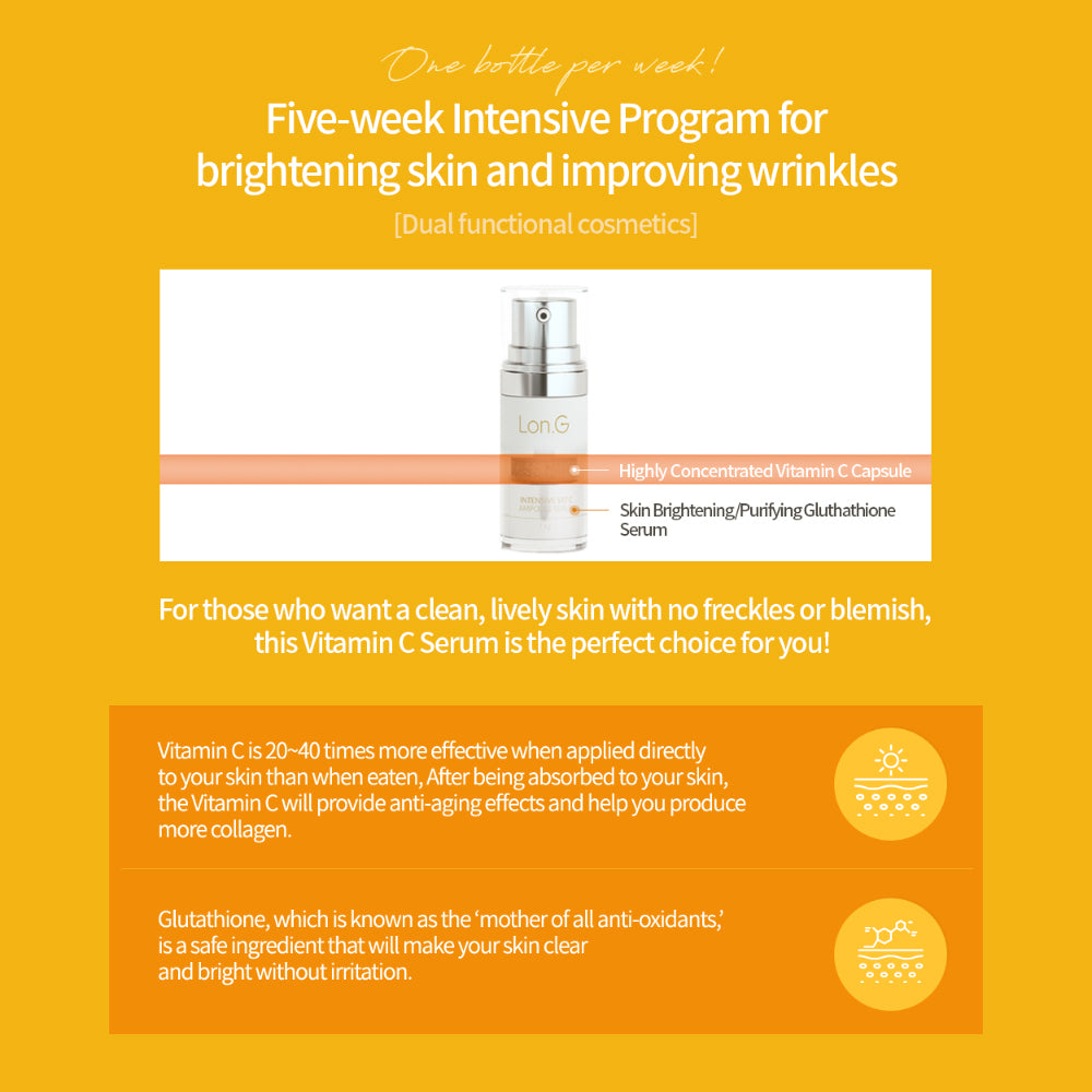 Bộ sản phẩm K-Beauty Lon.G Intensive Vit C Ampoule Serum 5 tuần 7.3g*5 sản phẩm 